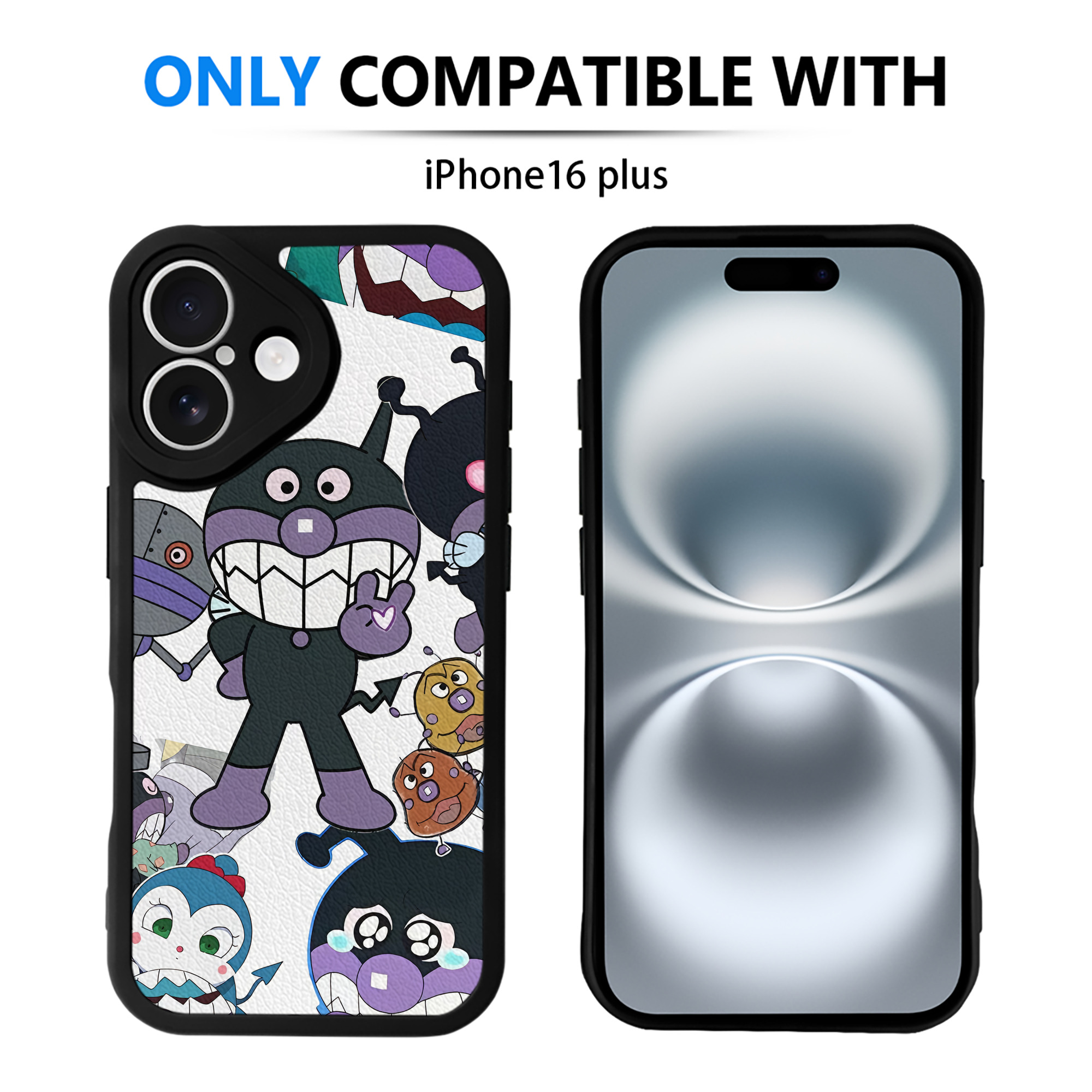 （画像用） アンパンマン Anpanman 【iPhone 16シリーズ対応】シリコンスマホケース（レザー調） 材質：シリコン